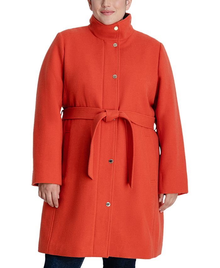 Michael Kors Women's Plus Size Belted Walker Coat, Created for Macy's & Reviews - Coats - Plus Si... | Macys (US)