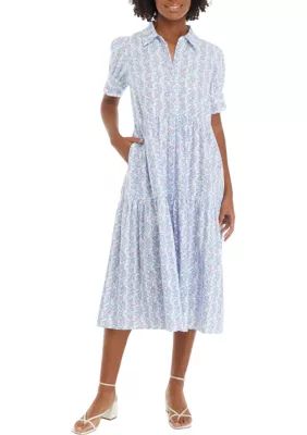 Crown & Ivy™ Women's Puff Sleeve Printed Midi Dress | Belk