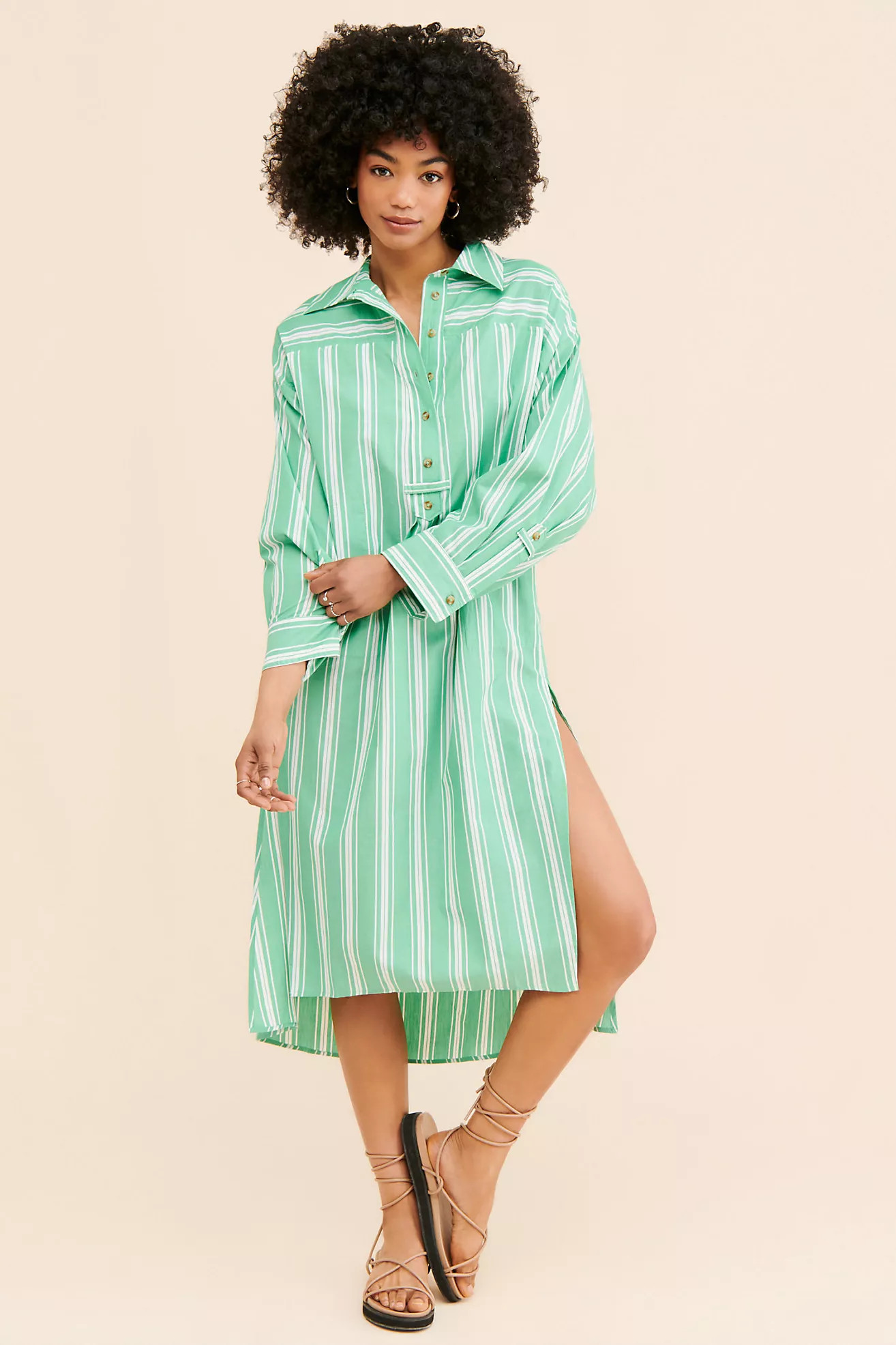 Striped Midi Shirt Dress | Anthropologie (US)