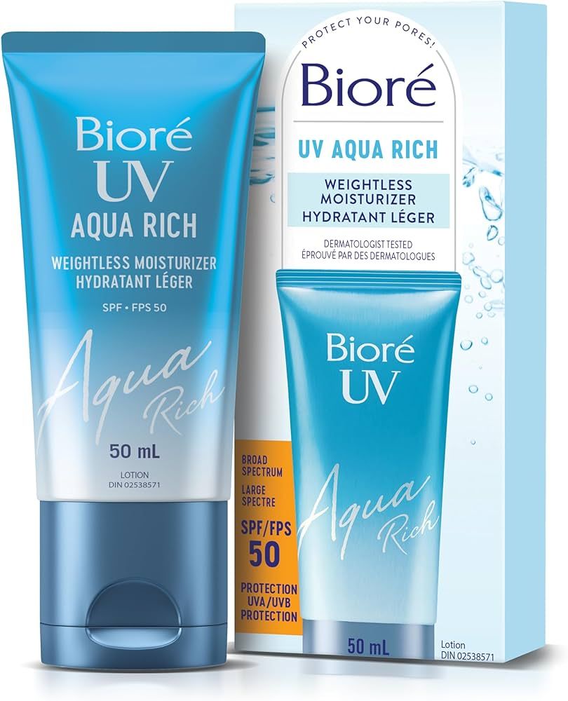 Bioré UV Aqua Rich Weightless Moisturizer with SPF 50 | Dermatologist Tested Face Cream with Inv... | Amazon (CA)