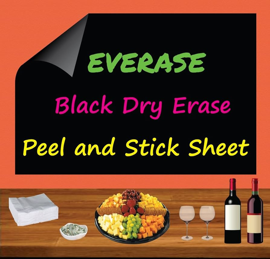 Everase Re-Stic Black Dry Erase Self-Adhesive Peel & Stick Surface, (12 x 18 in.) FREE Chalk/Fluo... | Amazon (US)