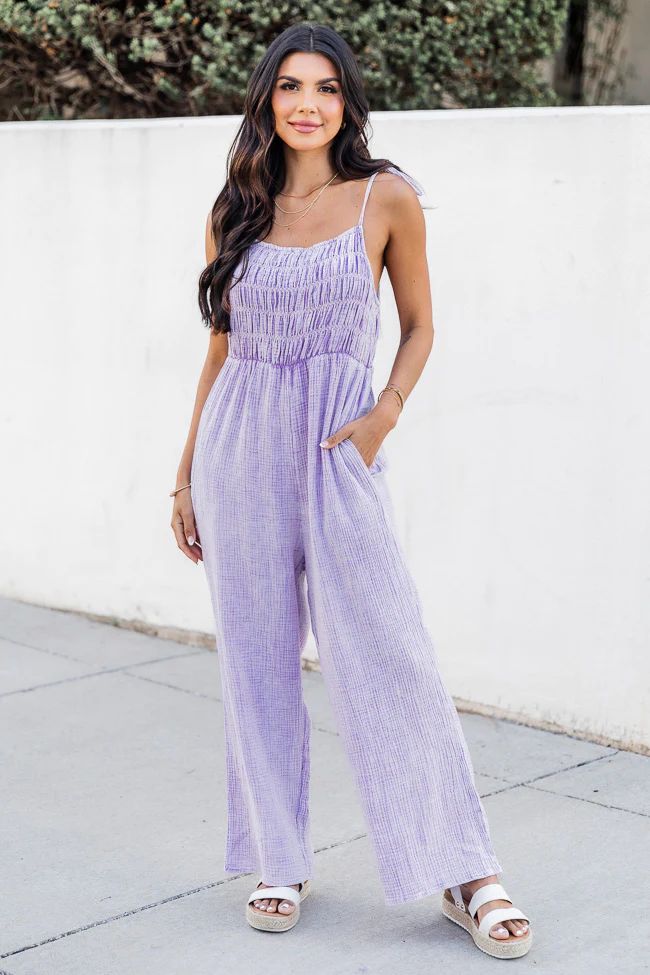 Jump For Joy Lavender Gauze Jumpsuit | Pink Lily