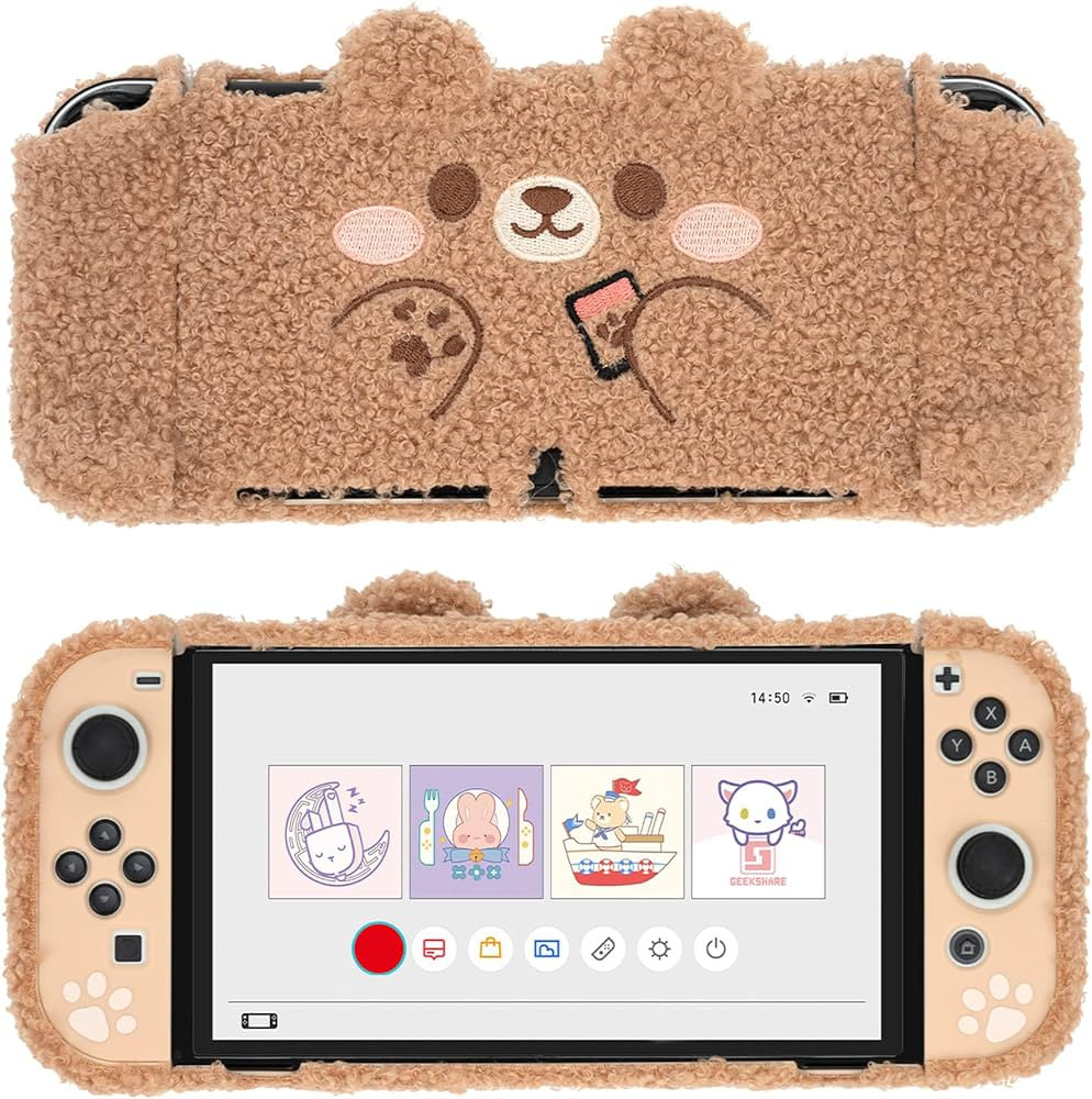 GeekShare Cute Plush Protective Case Cover Compatible with Switch - Shock-Absorption and Anti-Scr... | Amazon (US)
