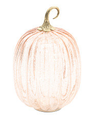 12x8in Led Pink Crackle Glass Pumpkin | Marshalls