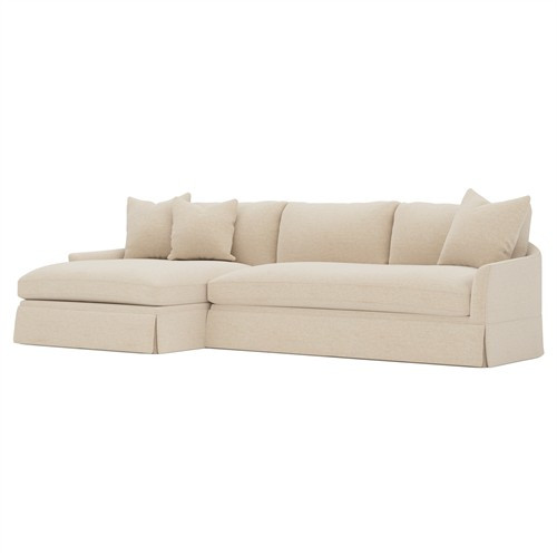 Hartwell Parchment Performance Chaise Sectional - Left Chaise - 122” | Kathy Kuo Home
