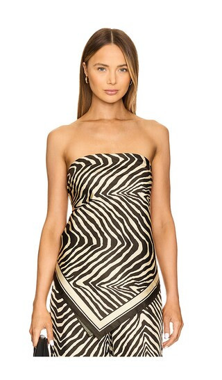 Shona Joy Sana Silk Scarf Top in Chocolate,Ivory. | Revolve Clothing (Global)