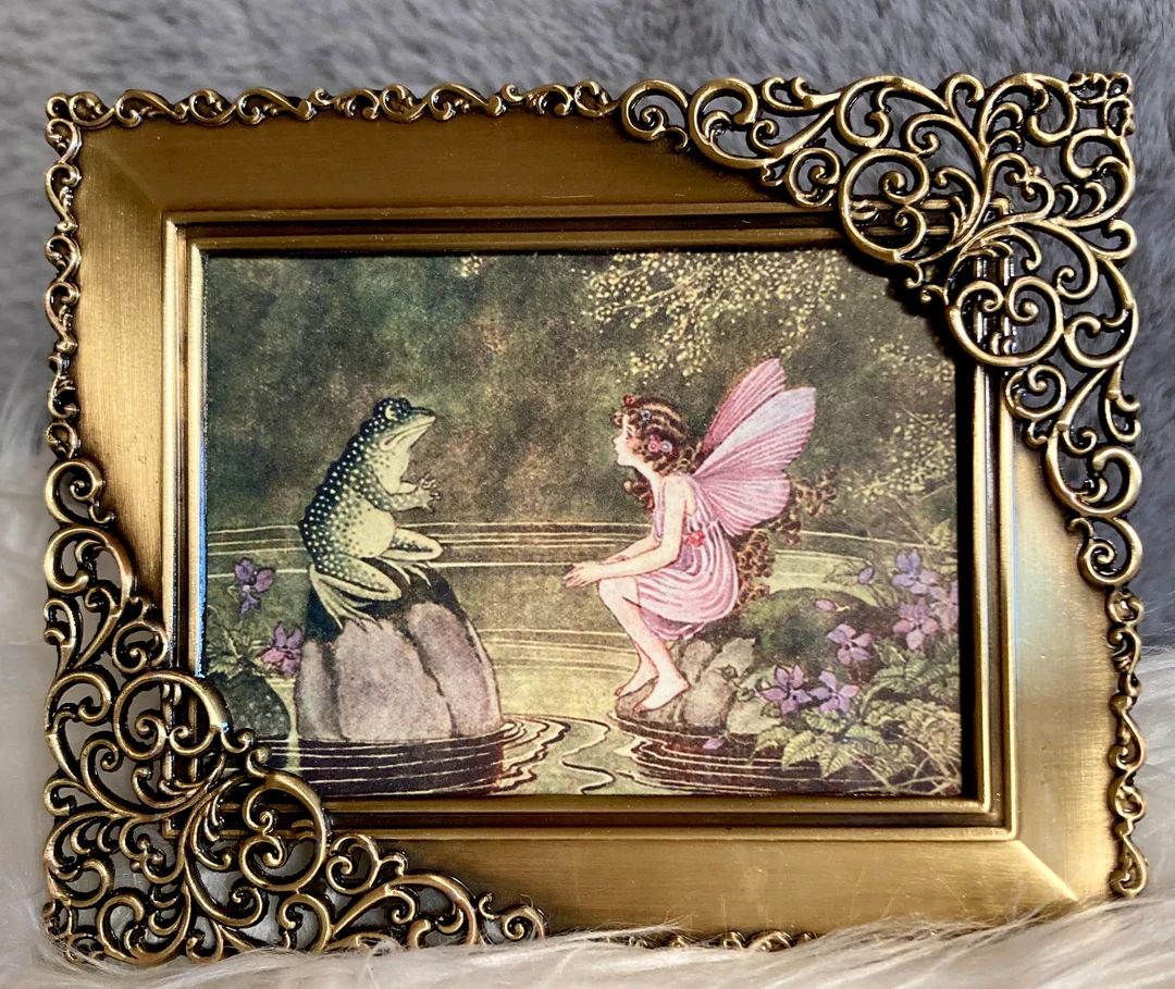 Antique Gold Frame Fairy and Frog Vintage Children’s Book Illustration | Etsy (US)
