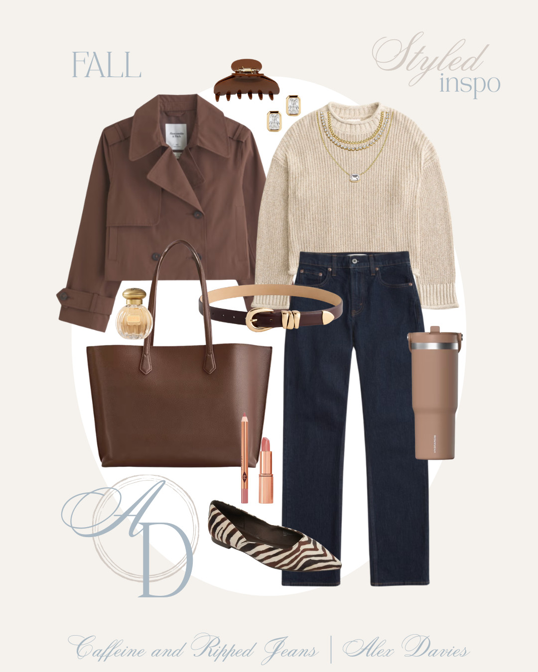 // rollneck sweater // cropped brown trench coat // fall outfits women // fall outfit inspo // rollneck sweaters // skinny jeans // zebra flats // brown belt // brown bag //claw clip // water bottle // pillow talk by charlotte tilburry // 

 #LTKgrwm #LTKootd #LTKSeasonal