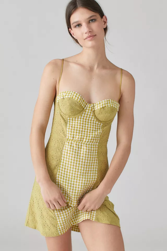 UO Felicity Eyelet Bustier Mini Dress | Urban Outfitters (US and RoW)
