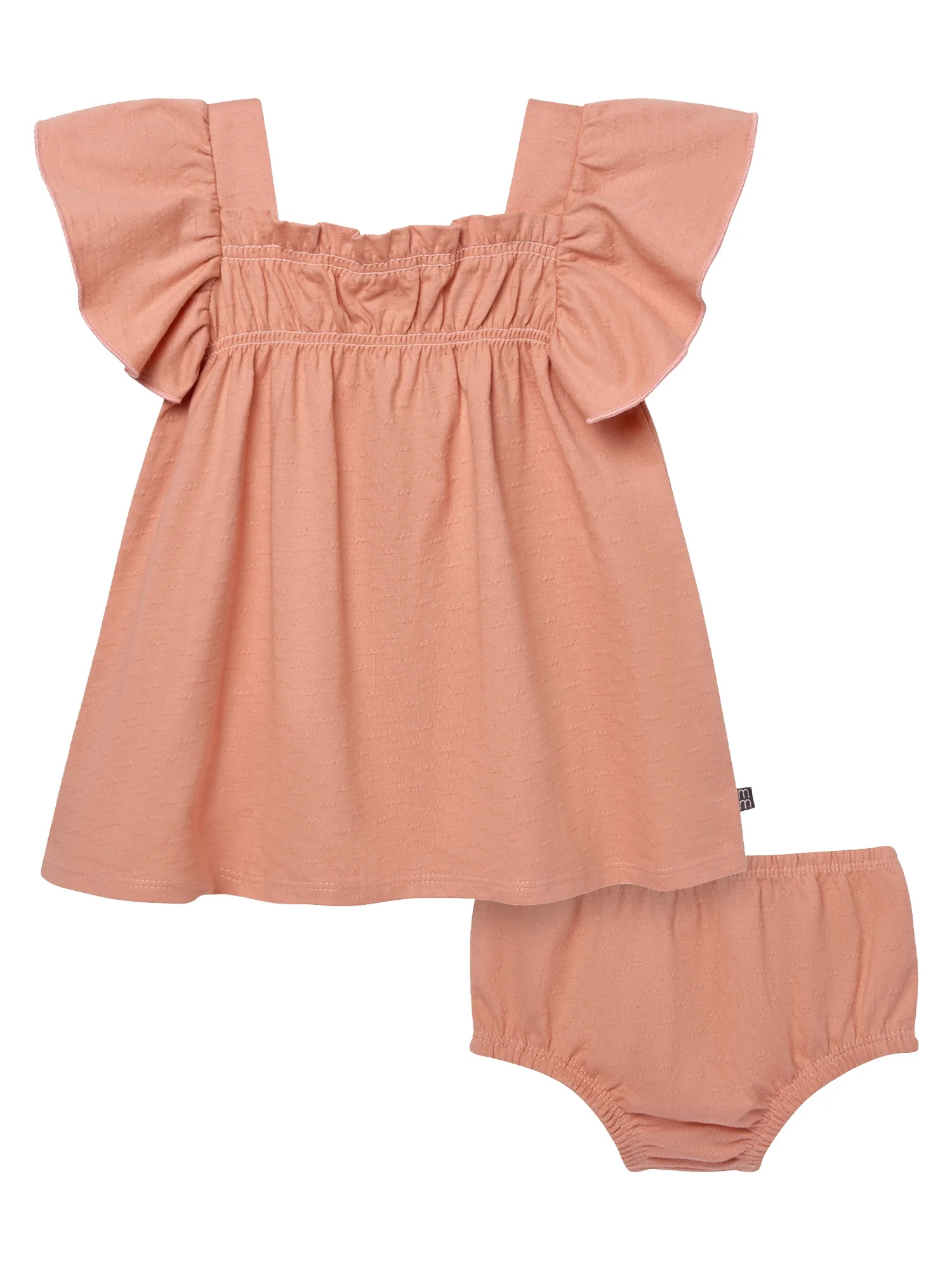 Modern Moments by Gerber Baby Girl Smocked Flutter Sleeve Dress and Diaper Cover, 2-Piece, Sizes ... | Walmart (US)