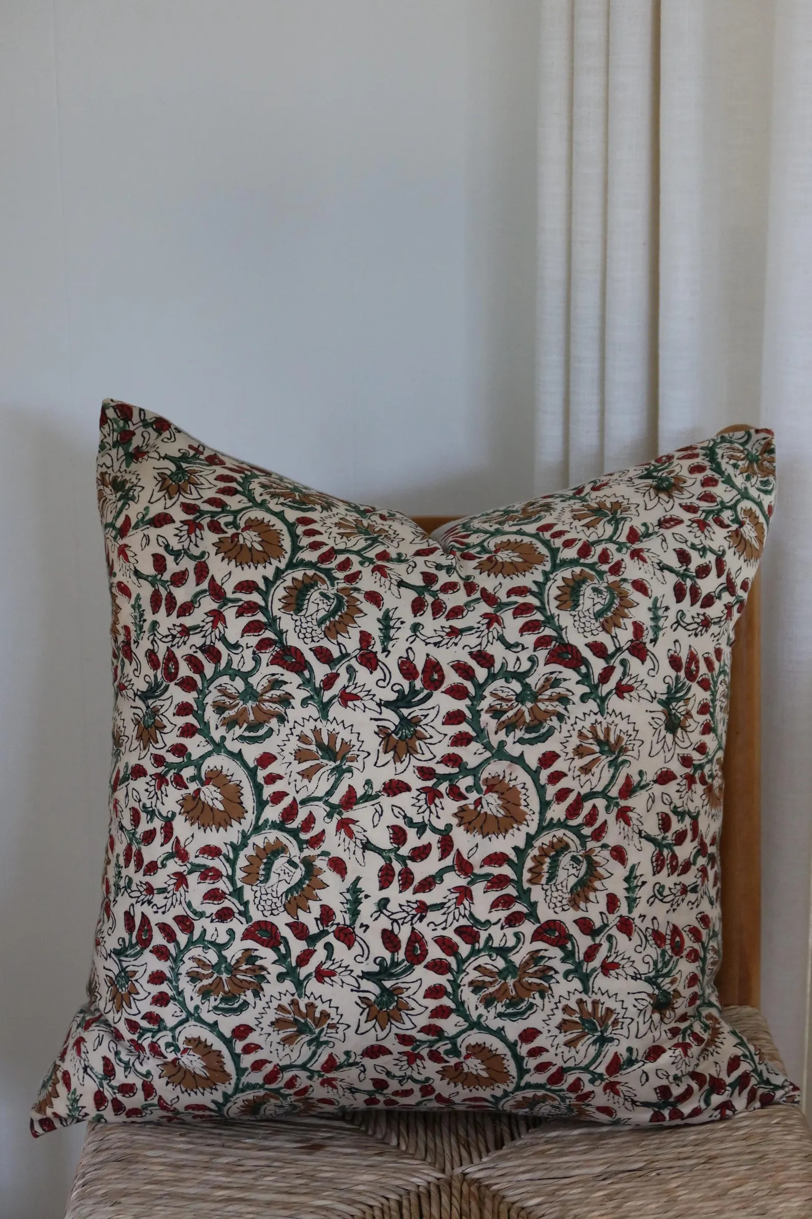 Favy - Floral Print Yellow, Red, and Green Pillow Cover - Etsy | Etsy (US)