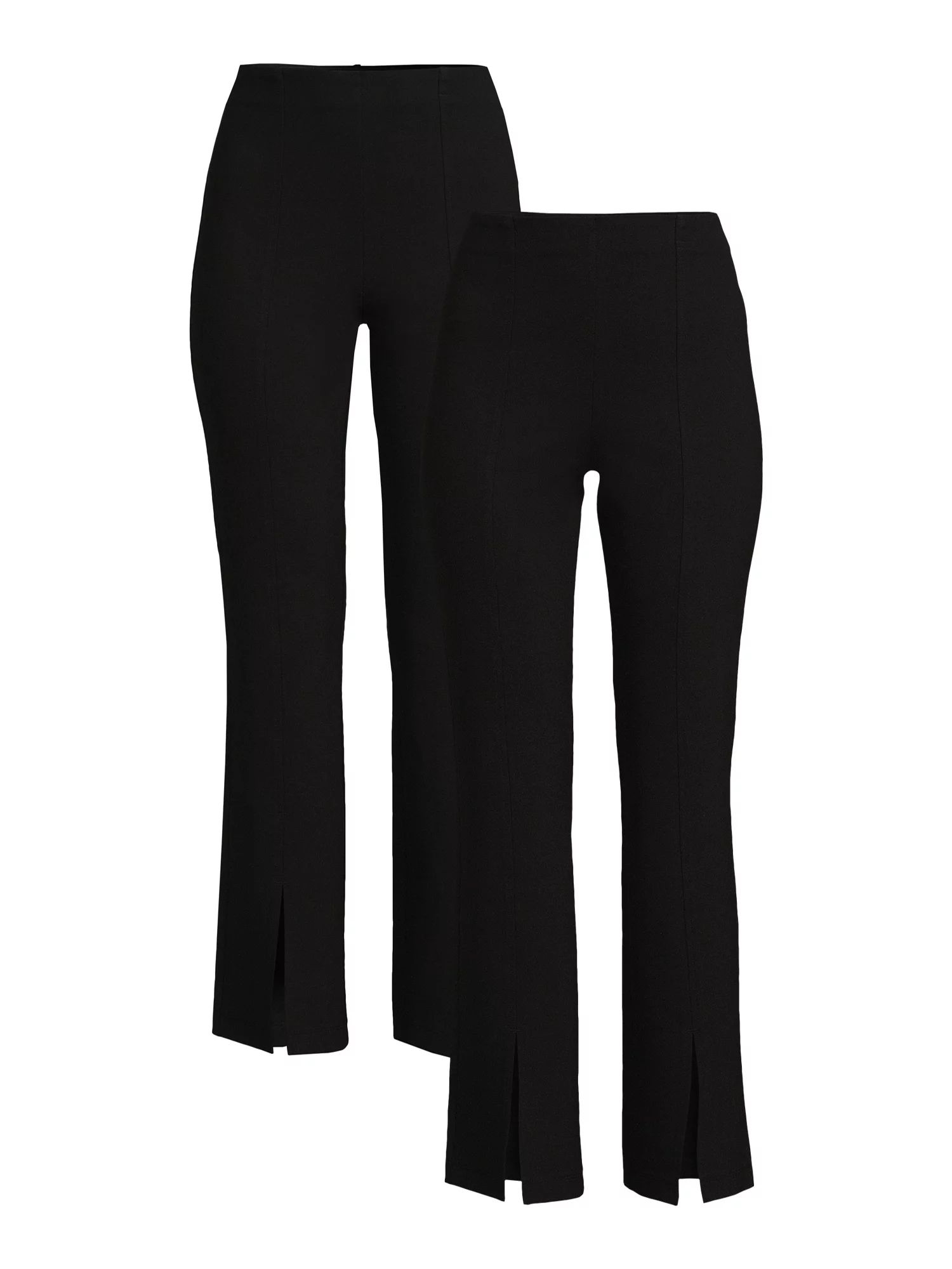 Time and Tru Women's Flare Ponte Pants, 2-Pack, 30" Inseam for Regular, Sizes XS-XXL | Walmart (US)
