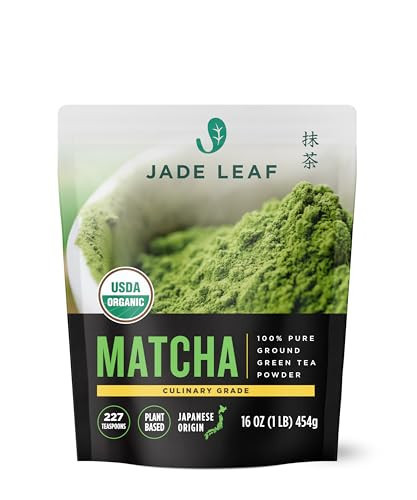 Jade Leaf Matcha Organic Premium Ceremonial Grade Matcha Green Tea Powder - Japanese - Culinary, Ingredient, Ceremonial Barista Teahouse, Latte, Collagen, 16 Ounce (Pack of 1), Culinary | Amazon (US)