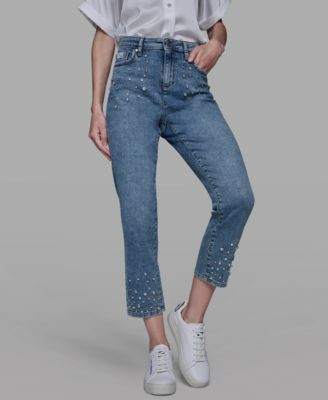 Women's Embellished Mid Rise Ankle Jeans | Macy's