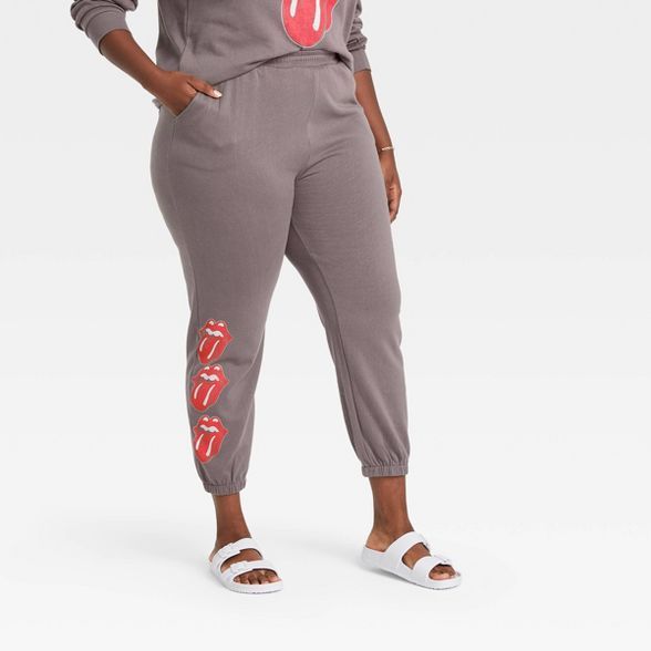 Women's Rolling Stones Logo Graphic Jogger Pants - Heather Gray | Target