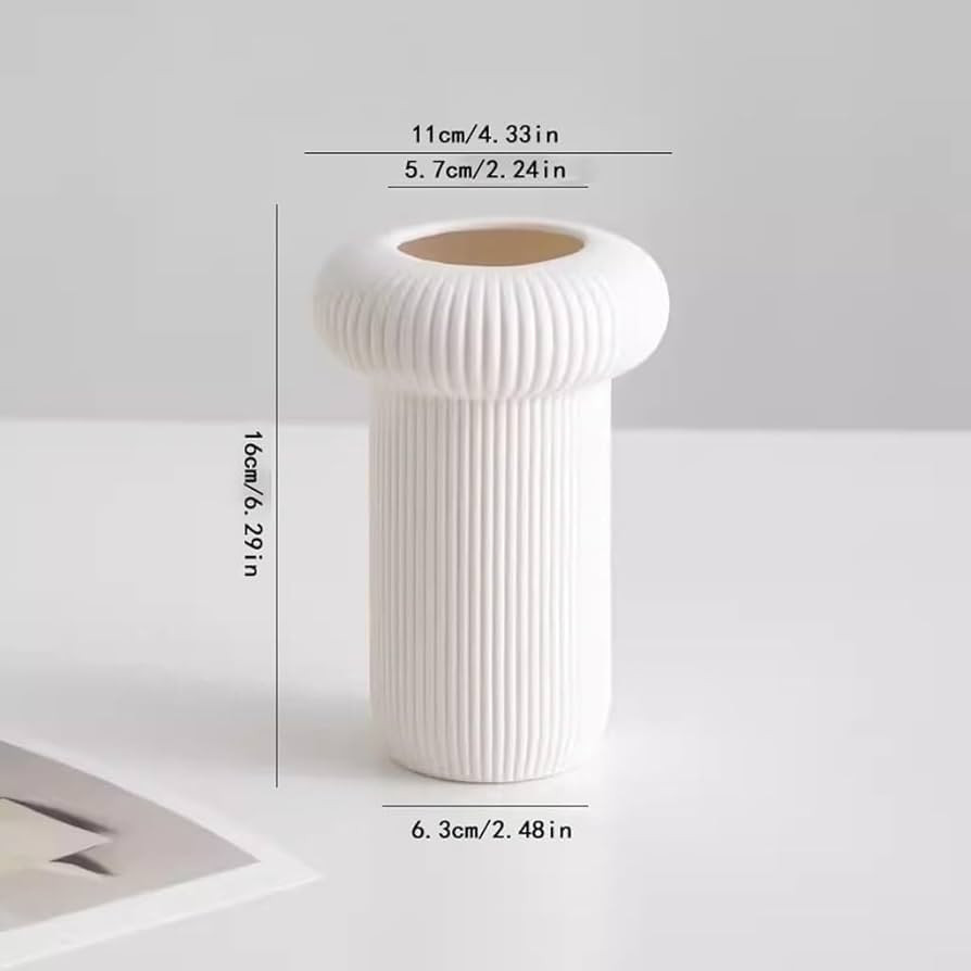 Vase Flower White Simple Ceramic Decorative Dried Living Room Tabletop Arrangement Ornaments Vase... | Amazon (US)