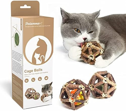 Potaroma Catnip Toys, 3Pcs Cat Toys Natural Silvervine Stick Cage Balls & Bell Ball for Indoor Ca... | Amazon (US)