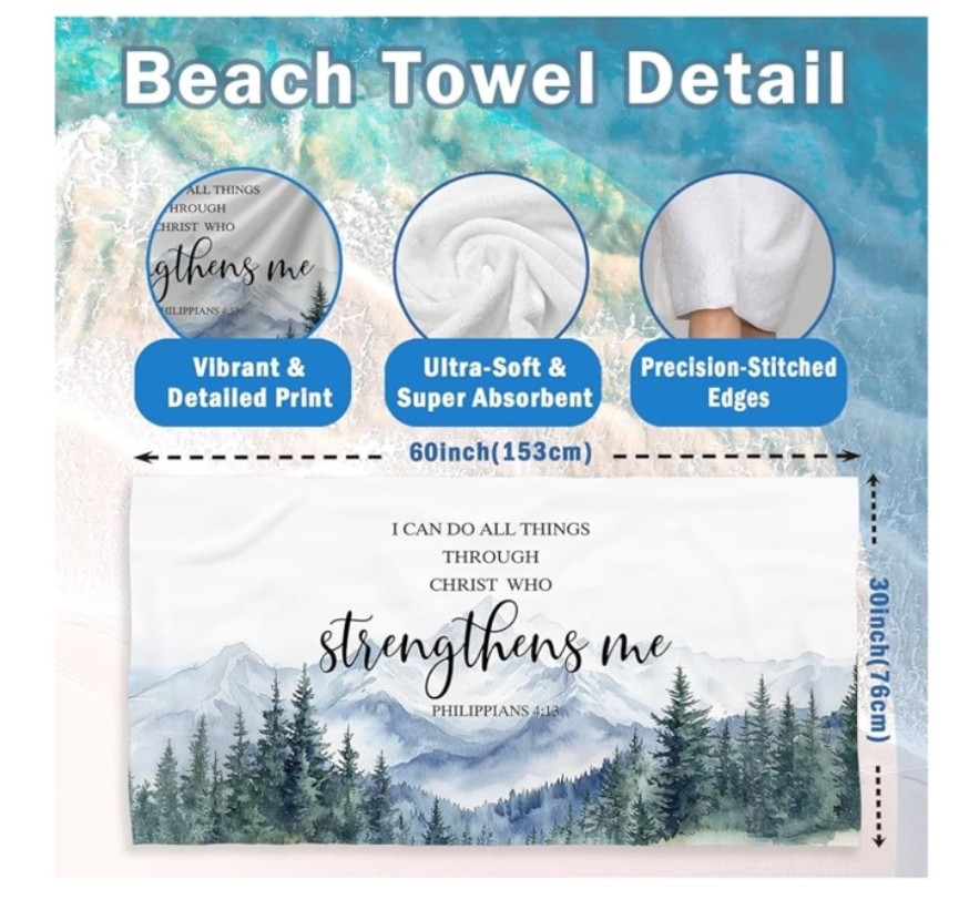 Beach towel with an encouraging message ☀️

#LTKdayinmylife #LTKSeasonal #LTKselfcare