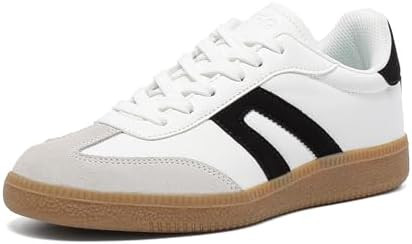 Women's Retro Gum Sole Fashion Sneakers-Lace Detail Casual Retro Walking Shoes-Gum Sole Casual Te... | Amazon (US)