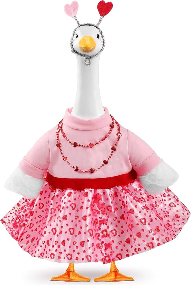 Valentine's Day Porch Goose Outfits, Valentine Heart Goose Outfit for 23'' Statue, Pink Red Valen... | Amazon (US)