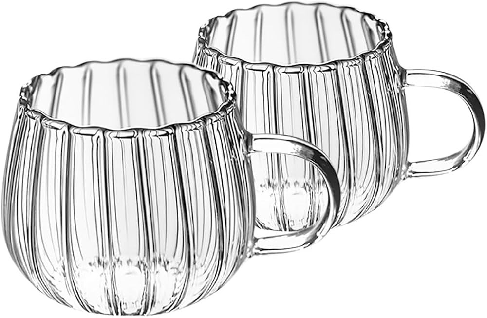 UPKOCH 2 Pack Glass Coffee Mugs Pumpkin Shape Coffee Cups Clear Tea Cup with Handle Creative Mug ... | Amazon (UK)