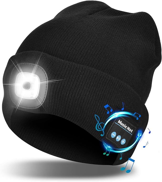 Etsfmoa Unisex Bluetooth Beanie Hat Light Wireless Headphones Gifts for Men Dad | Amazon (US)
