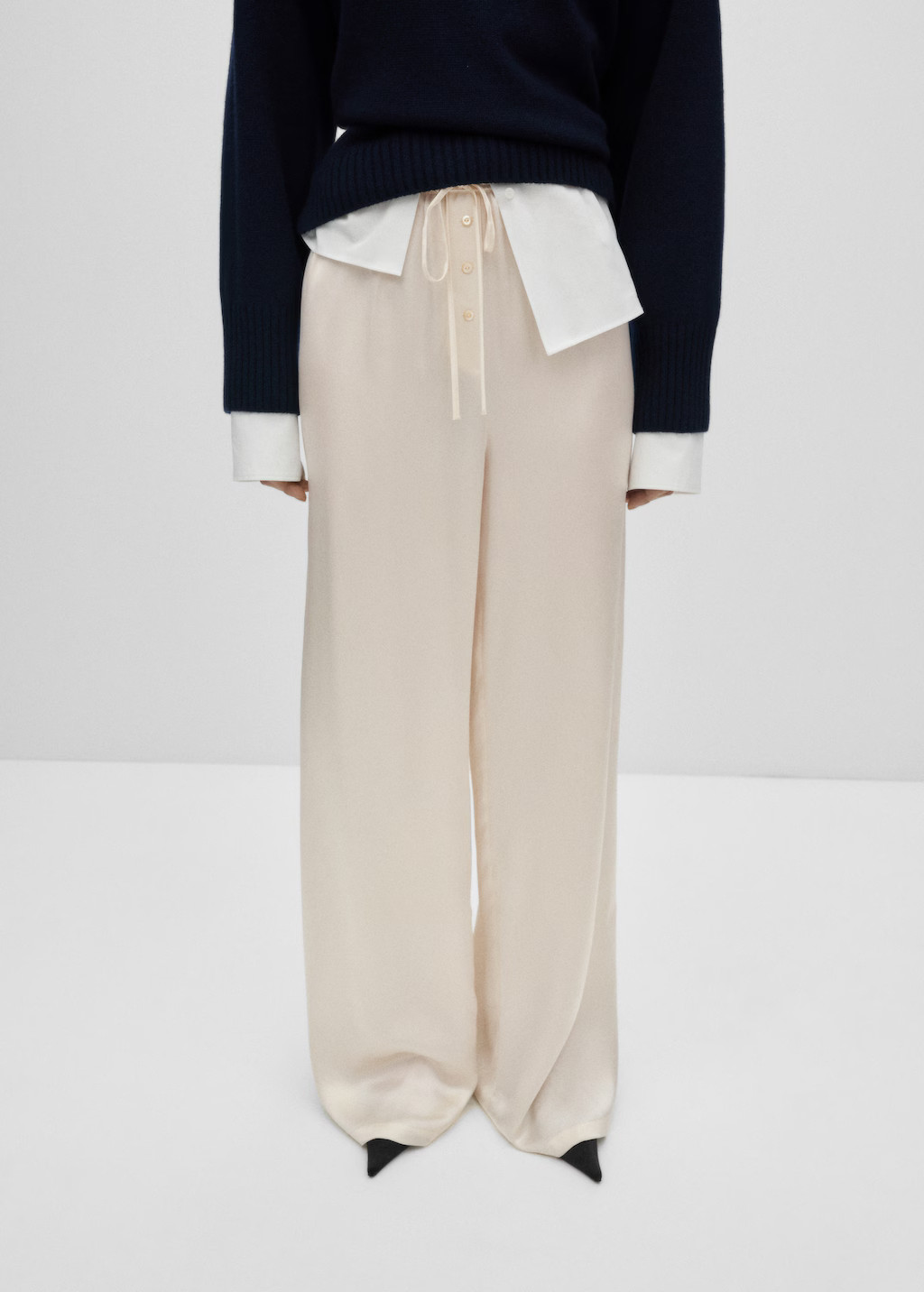 100% silk wideleg pants | MANGO (UK)