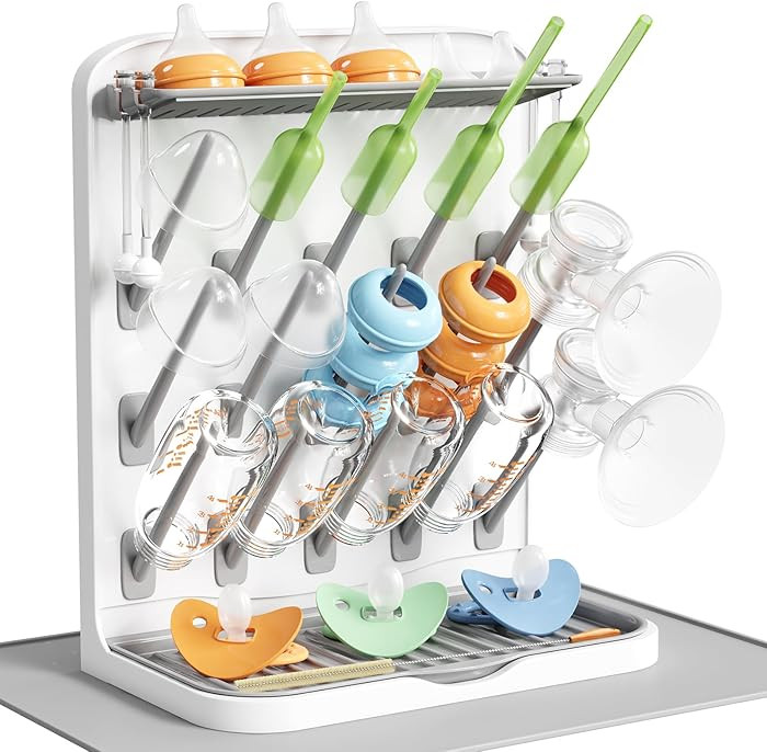 Lifewit Large Baby Bottle Drying Rack with Drain Mat, 15 Hooks Vertical Rack Dryer with Removable... | Amazon (US)