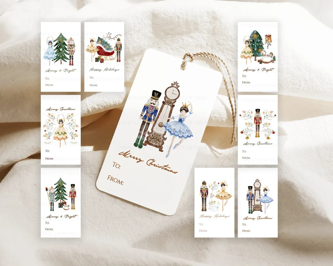 Printable Christmas Gift Tags Set of 8 | Christmas Tags | Nutcracker - Downloadable Ready to Prin... | Etsy (US)