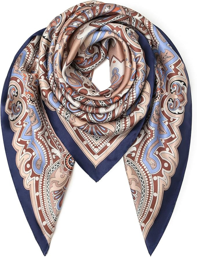 100% Mulberry Silk Scarf 43" Large Square Scarf Large Shawl - Women's Silk Oversized Headband - W... | Amazon (US)