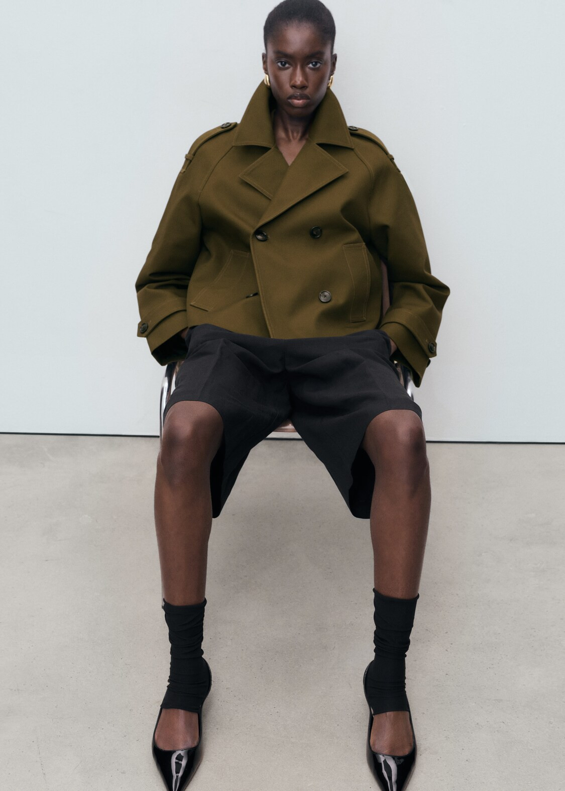 Oversized short double-breasted trench coat - Women | MANGO USA | Mango (US/MX/AU)