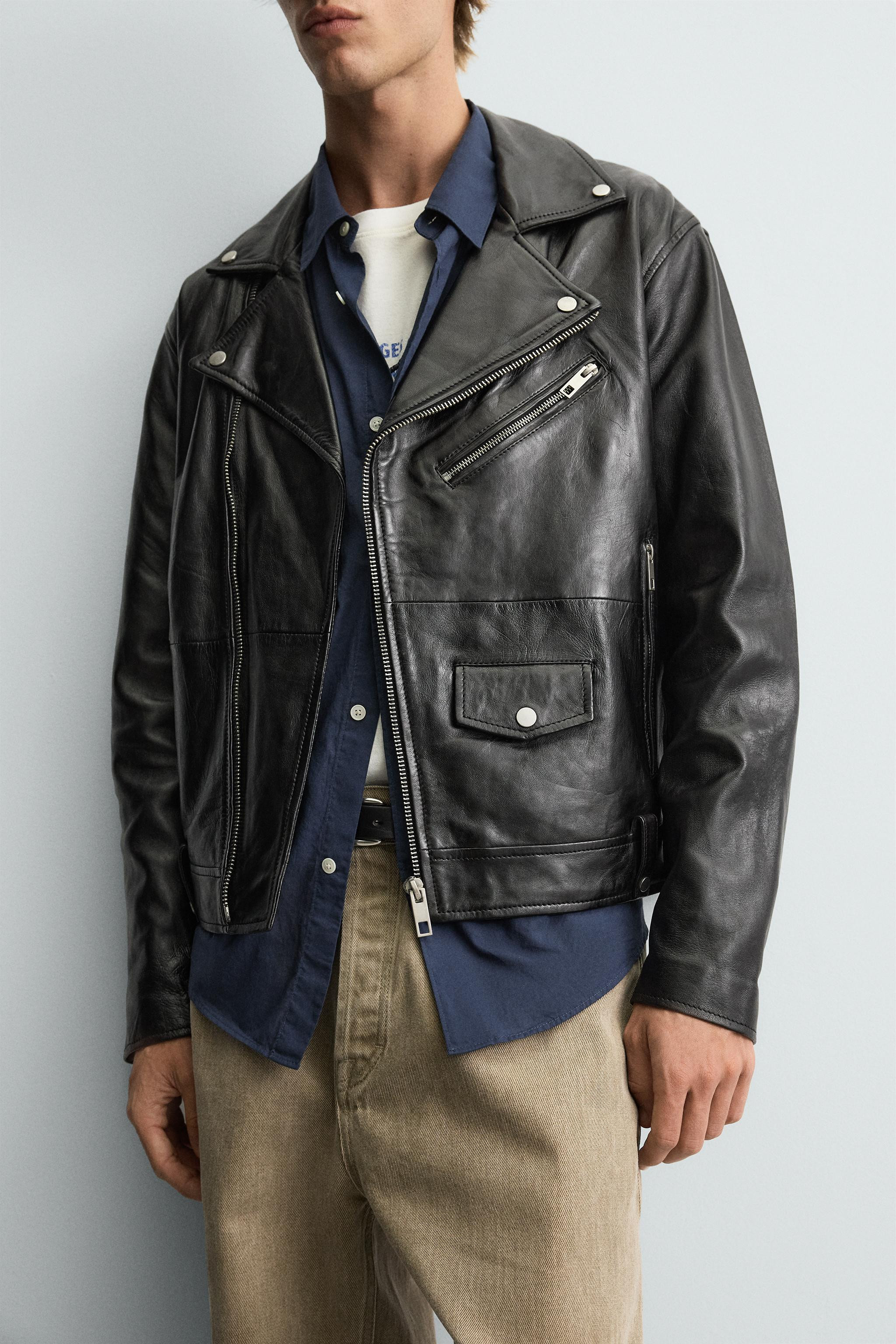 LEATHER BIKER JACKET | Zara US