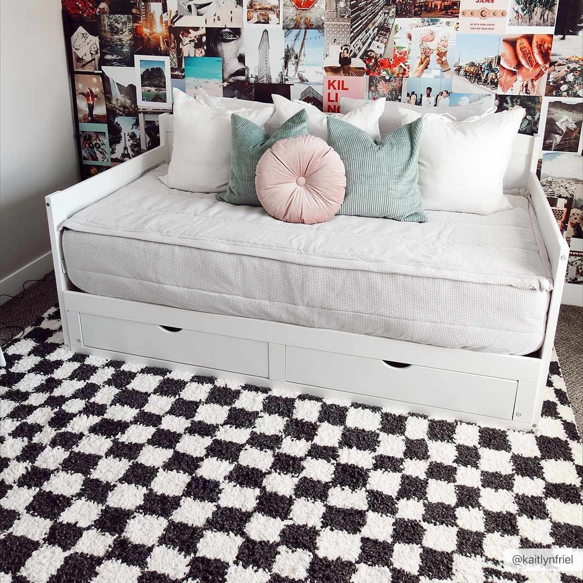 Kieu Black & White Checkered Area Rug | Boutique Rugs
