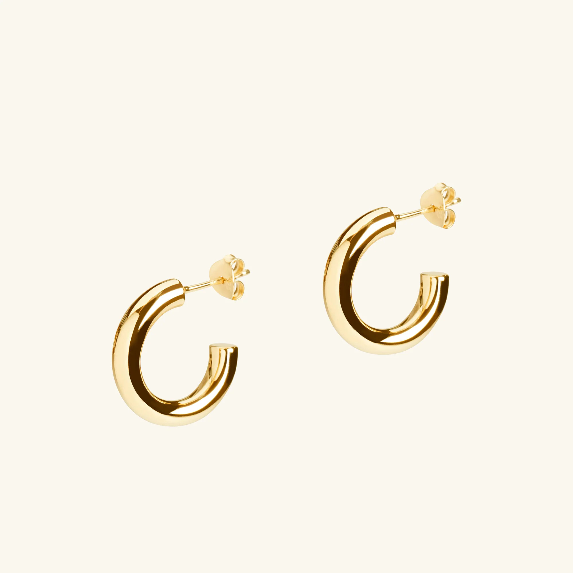 Chunky Hoops, 18ct Gold-Plated Vermeil On Sterling Silver, Women's Earrings, Outer Diameter: 18mm... | Muru Jewellery.