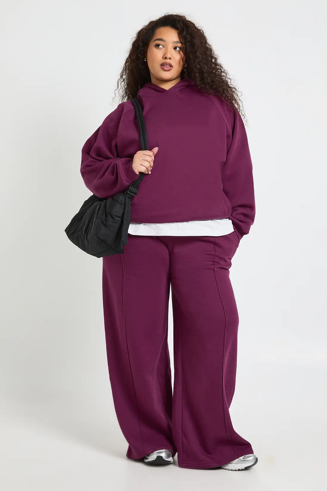 Dark Cherry Plus Core Basic Raglan Seam Oversized Hoodie | Boohoo | Boohoo.com (UK & IE)