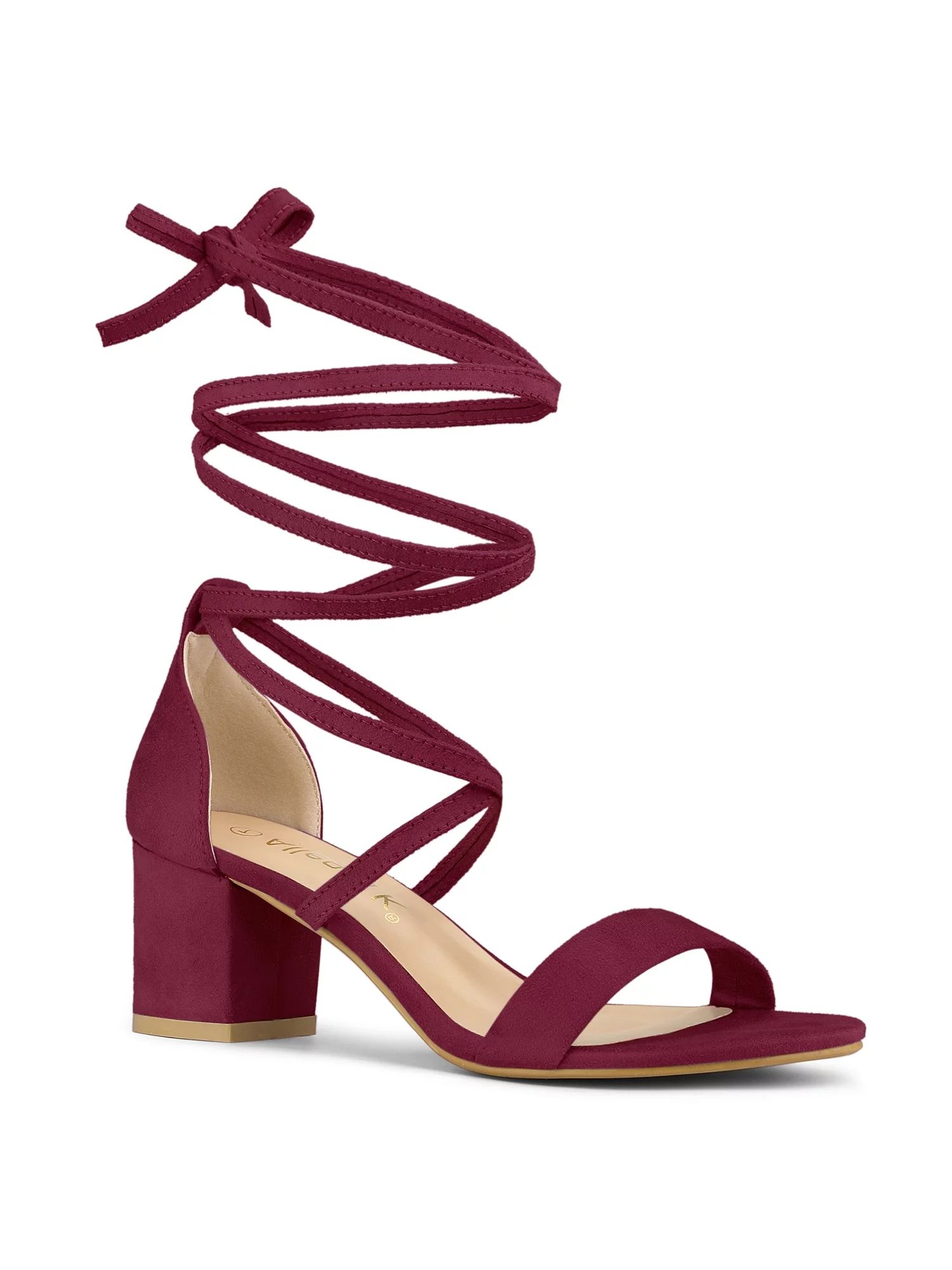 Allegra K  Chunky Heels for Women Open Toe Lace up Sandals | Walmart (US)