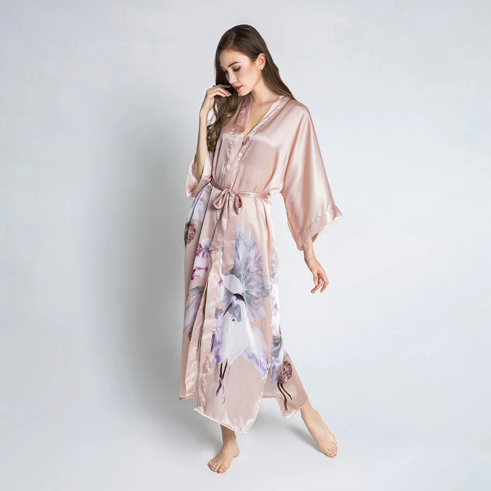 Silk Kuren Long Kimono Robe | KIM+ONO