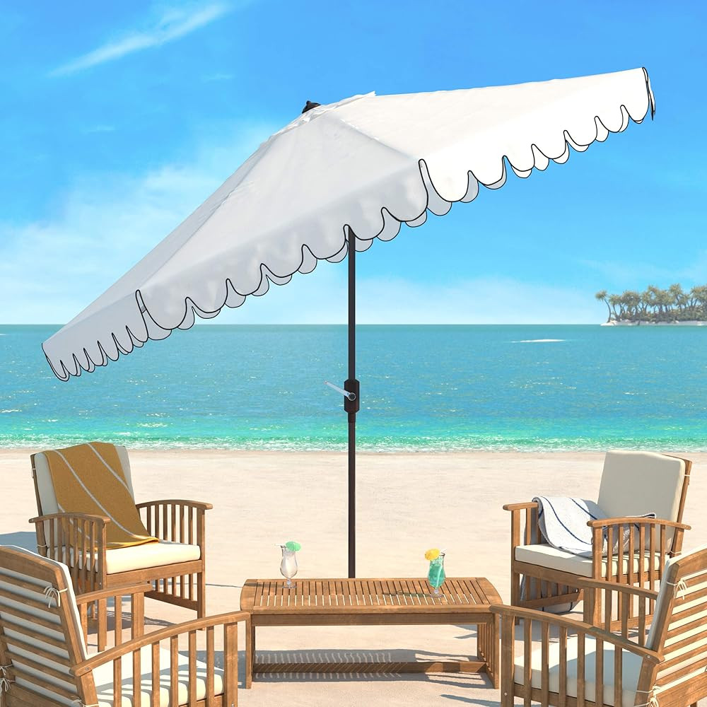 SAFAVIEH Outdoor Venice 11-Foot Round Crank UV Protected Umbrella | Amazon (US)