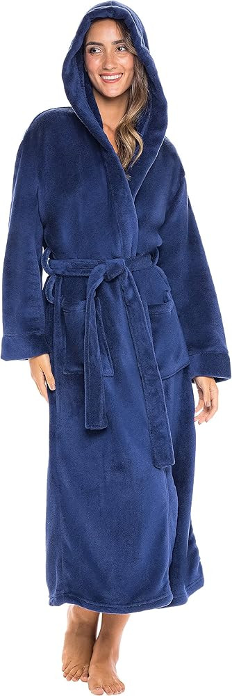 Alexander Del Rossa Womens Robe, Long Plush Bathrobe with Hood, Hooded Robes for Women Plus Size ... | Amazon (US)