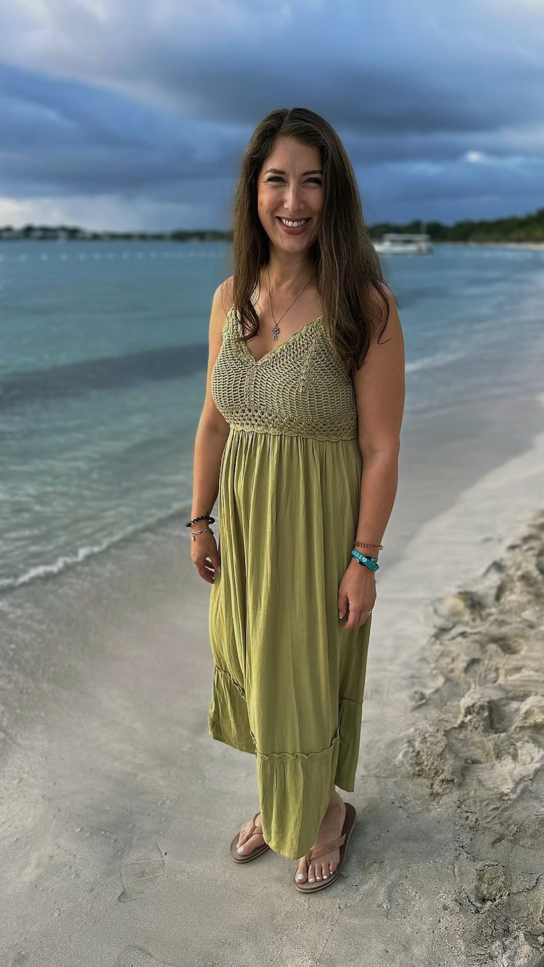 You can find this vacation dress and more like it on my LTK!
5’10”
38D
Large
10–12 ￼

#LTKBeauty #LTKmomlife #LTKActive