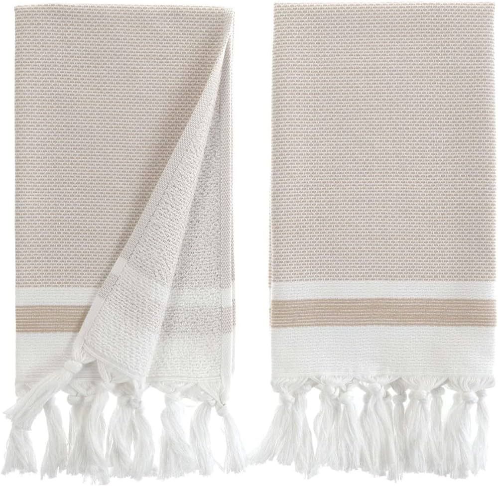 Turkish Hand Towels for Bathroom, Kitchen Towels Decorative Set of 2, Luxury Turkish Cotton Dish ... | Amazon (US)