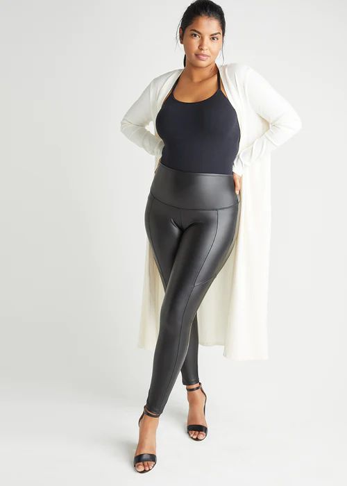 Faux Leather Shaping Legging with Front & Back Seam | Yummie