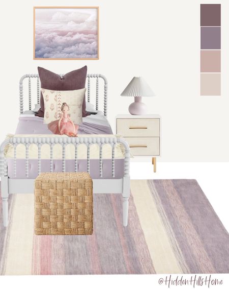 Girls bedroom mood board, little girls bedroom design, purple girls bedroom design #bed #girls

#LTKsalealert #LTKhome #LTKkids