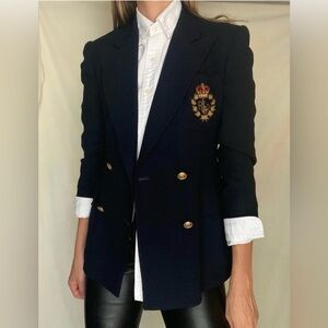 Vintage Ralph Lauren Monogram Crest Double Breasted Navy Blazer - Made in USA | Poshmark