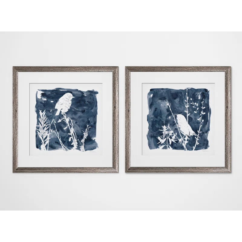 Red Barrel Studio® 'Indigo Bird' - 2 Piece Picture Frame Print Set on Canvas | Wayfair North America