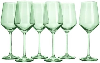 Green Colored Wine Glass Set, 12oz Glasses Set of 6 - Wedding Mint Green, Gift, Baby Shower Gende... | Amazon (US)