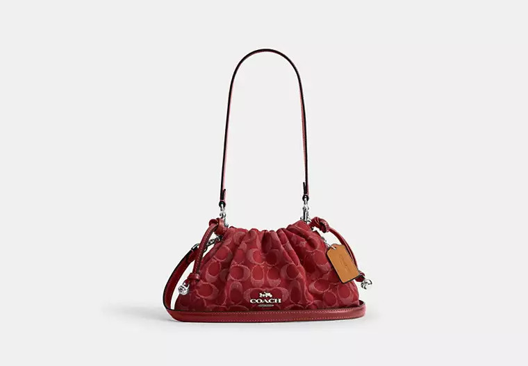 Coach Outlet Faye Shoulder Bag In Signature Denim - Red, Size: Medium | Coach Outlet US