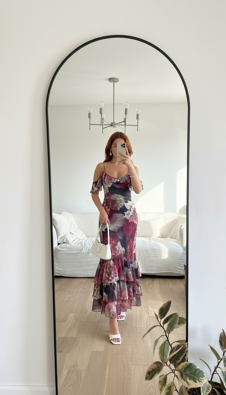 Obsessed with this romantic floral wedding guest dress 🌸

Perfect for spring weddings, garden ceremonies, and outdoor receptions. Styled with white heels and a mini clutch. 

 #LTKootd #LTKWedding