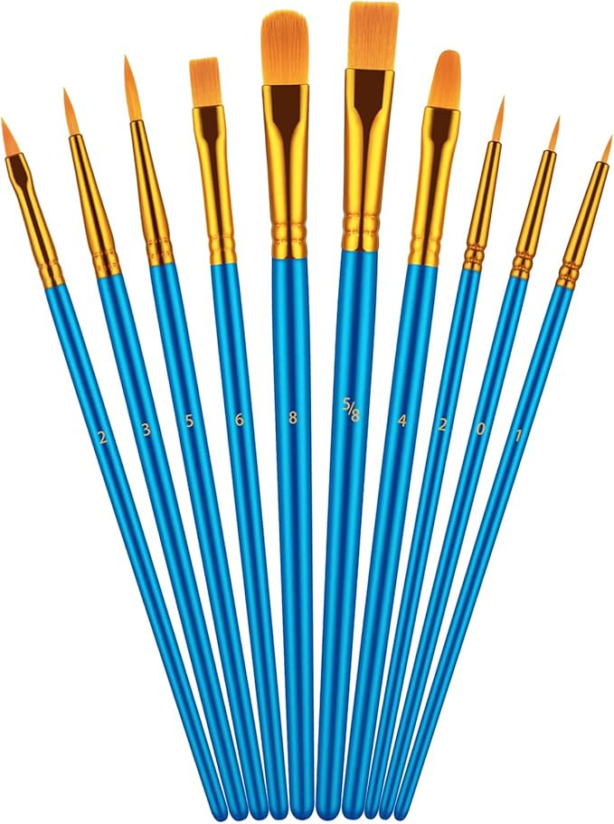 Paint Brush Set, 10 Pcs Paint Brushes for Acrylic Painting, Round Pointed Tip Detail Small Paint ... | Amazon (US)