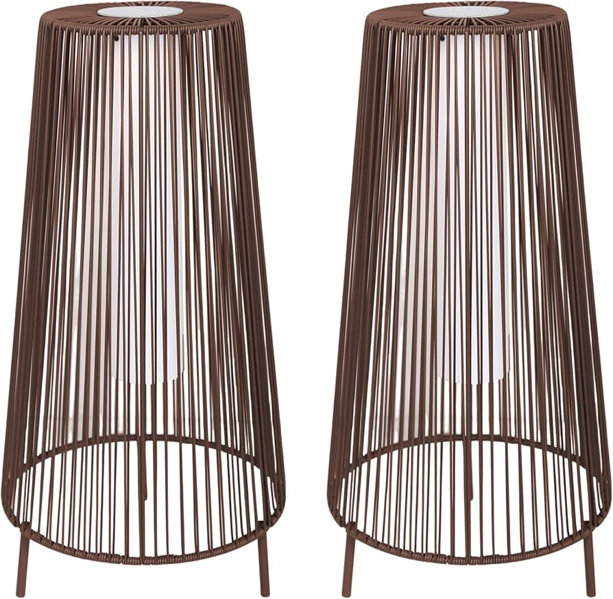 Outdoor Solar Floor Lamp of 2 Pack,Outdoor Solar Powered Lantern for Patio,All Weather Wicker Sol... | Amazon (US)